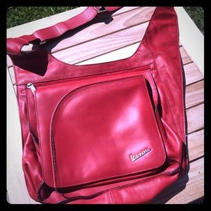 Vespa red leather messenger Crossbody bag